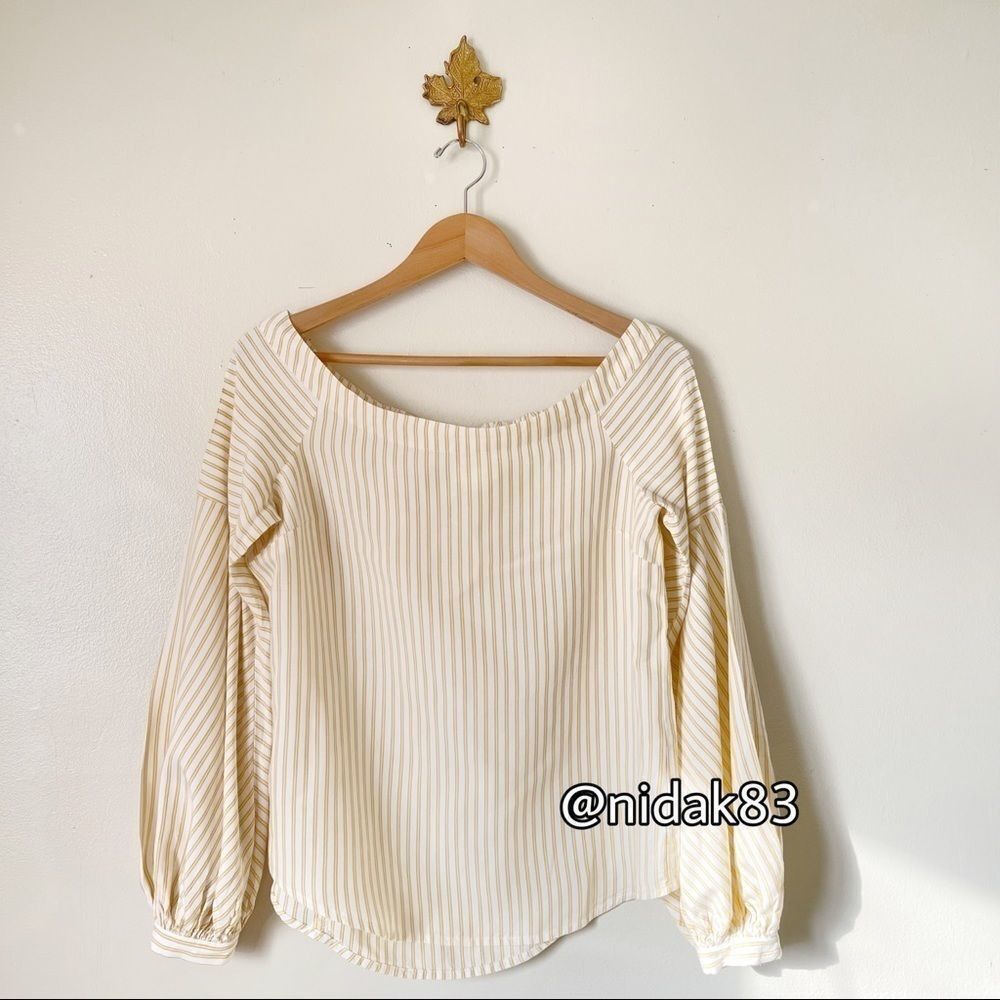 Anthropologie Maeve Yellow Off the Shoulder Linen Top Size 4 NWOT